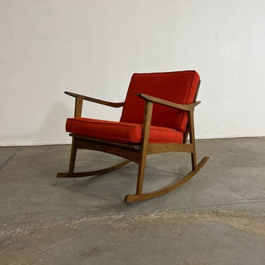 Mid-Century Modern Walnut Open Arm Rocking/Lounge Chair 
