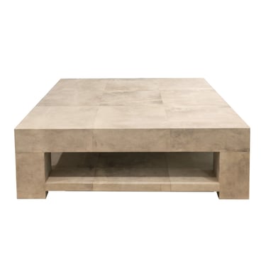 Lobel Originals Custom 2-Tier Coffee Table Model 1020 in Lacquered Goatskin - Made to Order