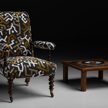 Armchair in Graphic Fabric by Pierre Frey