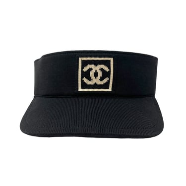 Chanel Black Knit Logo Visor