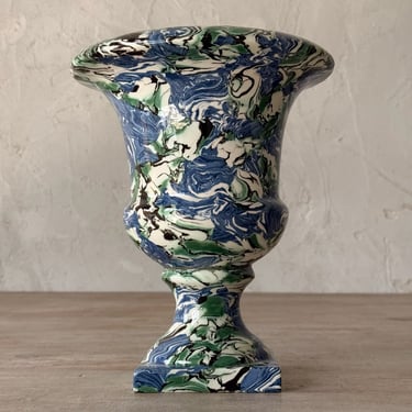 Blue, Green &#038; White Marbled Urn