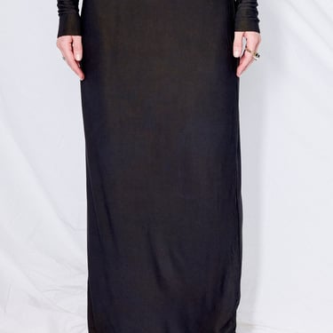 Black Overdyed Jersey Maxi Skirt