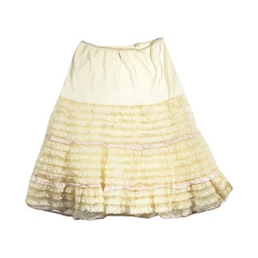 Vintage Large Frilly Lace Nylon Pull On Skirt Lady Ellen