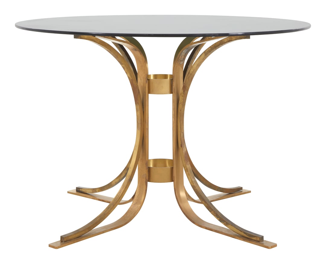 Vintage Round Brass & Glass Dining Table Jayson Home Chicago, IL