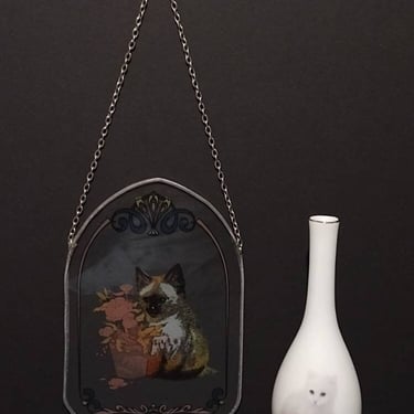 Vintage Bob Harrison Otagiri Porcelain Kitten Bud Vase & Kitten Sun Catcher 8" 