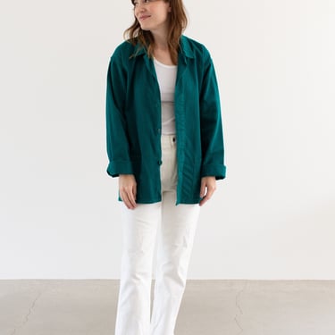 Vintage Emerald Green Chore Jacket | Unisex Cotton Utility Work | Made in Italy | L | IT423 