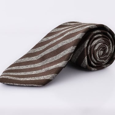 Pal Zileri Silk Tie | Bold Diagonal Striped Grey and Brown | Perfect Suit Tie | Great Christmas Gift for Dad 