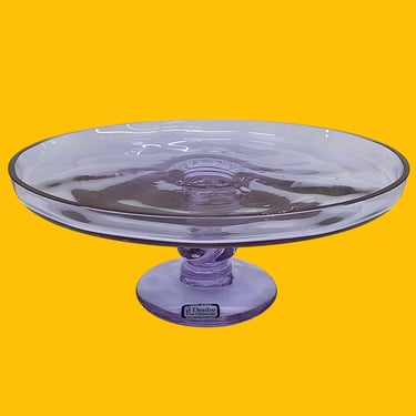 Vintage Denby Cake Stand Retro 1970s Contemporary + Lilac Color + Glass + Round 10
