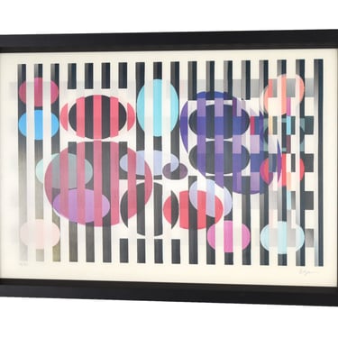 Yaacov Agam “Fusion V” Agamograph Motion Lenticular Geometric Op Art 