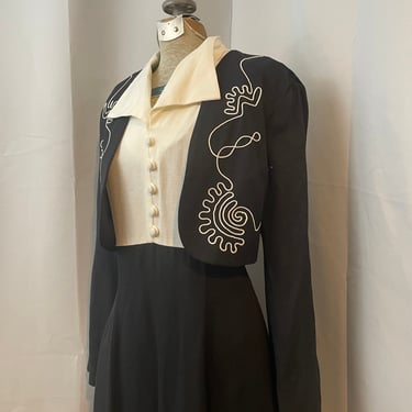 80s embroidered dress with jacket Black and White Anthony Mark Hankins M 