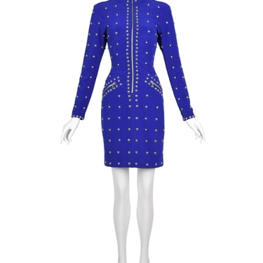 Tadashi Vintage 1980s Purple-Blue Studded Body Con Dress