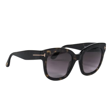 Tom Ford - Brown Tortoise Shell Oversized &quot;Beatrix&quot; Square Sunglasses