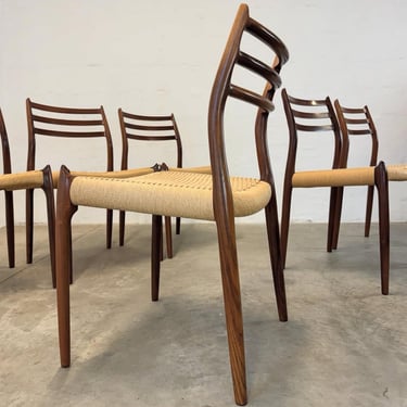 J.L. Møllers Møbelfabrik Set of 6 Rosewood Model 78 Chairs Designed by N.O. Møller - #A1781