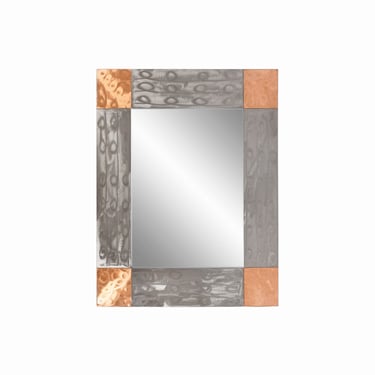 Brushed Steel & Copper Wall Mirror 