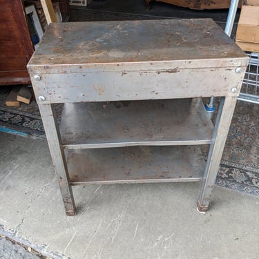 Steel Shop Table with Shelves 24.5 x 28 x 14.75