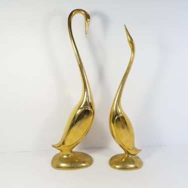 Vintage Gold Ceramic Geese Figures 