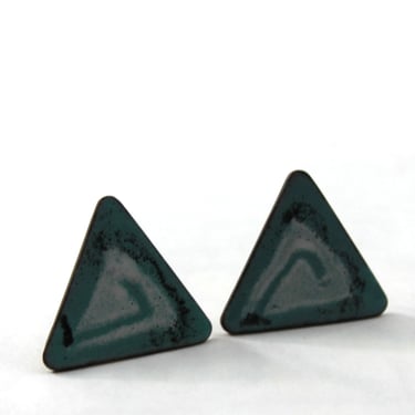 Modernist Enamel on Copper Abstract Screw Back Earrings MCM 
