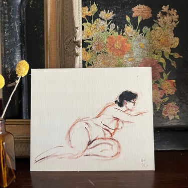 Rare Original Vintage 1967 Signed Nude Art Study Painting 