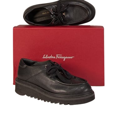 Ferragamo - Black Leather "Euripilo" Platform Loafers Sz 10.5