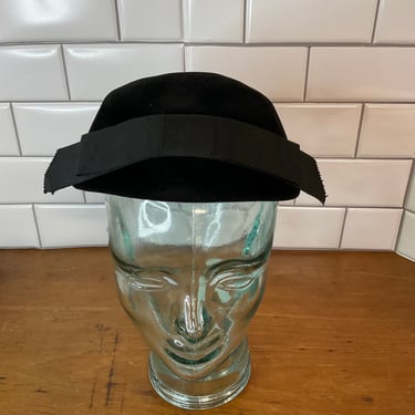 Vintage Black Velvet Formal Hat 