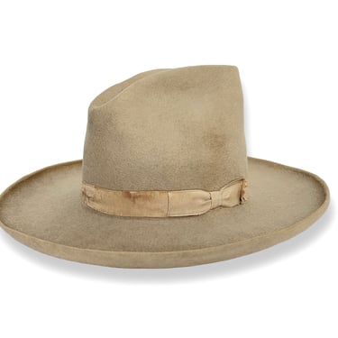 RARE Vintage 1920s AETNA Deluxe Quality Cowboy Hat ~ 7 3/8 ~ Pencil Curl ~ Wide Brim ~ Western ~ Beaver Fur Felt 