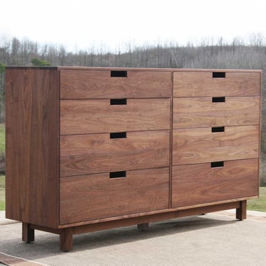 X8420b, Wide Hardwood Dresser w/8 inset Drawers,  Flat Sides, Optional sizes & leg styles in X8420a, X8420c, X8420d, X8420cc -natural color 