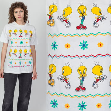 90s Tweety Bird T Shirt Men's Medium, Women's Large | Vintage Looney Tunes Cartoon Jerry Leigh Graphic Tee 