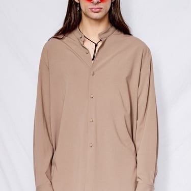 Light Brown Gabardine Classic Noncollar Shirt