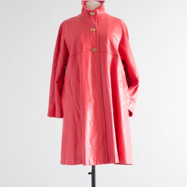 Iconic 1960's Bonnie Cashin Camellia Rose Pink Leather Coat / Medium