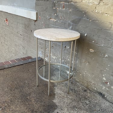 Tessellated Travertine Side Table