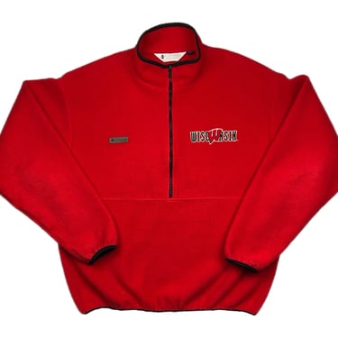 Vintage 90s Columbia Sportswear University of Wisconsin Badgers Made in USA Half Zip Fleece Pullover Size Large 