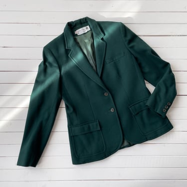 green wool jacket | 70s 80s vintage forest pine green dark academia tailored wool blazer 