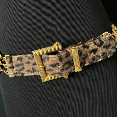 vintage Medusa belt 1980s cheetah print Medusa head link waist accessory large XL 