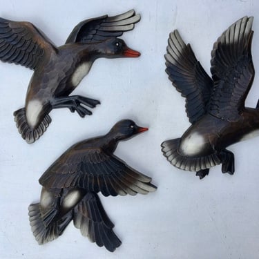 60's Vintage Syroco(?) Duck Wall Hangings, Set Of 3, Man Cave, Outdoor Man Woman, Hunting Enthusiasts 