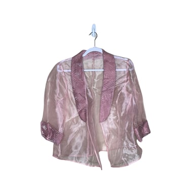 Vintage Pink Sheer Organza Jacket, XL 