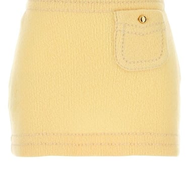 Prada Women Yellow Cashmere Mini Skirt