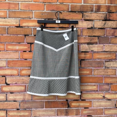 vintage y2k moschino cheap & chic grey plaid gingham pencil skirt / 28" 6 m medium 