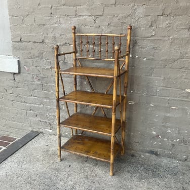Antique Scorched Bamboo Side Shelf