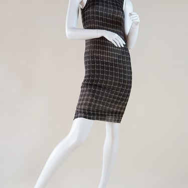 S/S 1999 Prada silk dress with grid pattern 
