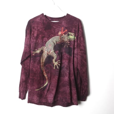 vintage GECKO lizard oversize slouchy "The Mountain" PEACE creature red marbled shirt -- size large 