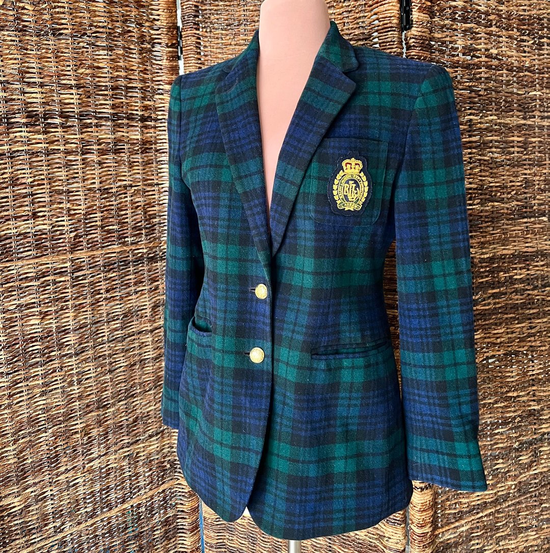 Vintage 1980s Polo Ralph Lauren Green Plaid Check Over the 