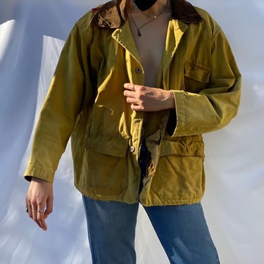 1950's Hunting Jacket / Keystone Brand / Cotton  Sporting Coat / Windbreaker Outerwear / Sexy Lumberjack / Corduroy Collar 