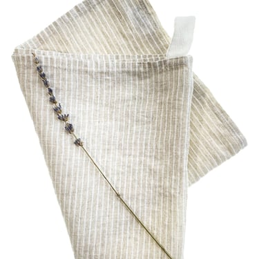 Striped Linen Tea Towel | Natural Narrow Stripe