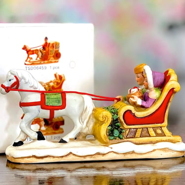 VINTAGE: 1987 - Lefton Colonial Village Accessory Figurine in Box - Horse Wagon - Christmas Village Accessories - SKU 00040204 