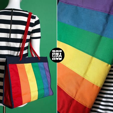 Super Cute Vintage 80s Rainbow Tote Bag 