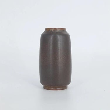 Small Mid-Century Scandinavian Modern Collectible Dark Chocolate Stoneware Vase by Gunnar Borg for Höganäs Keramik, 1960s 