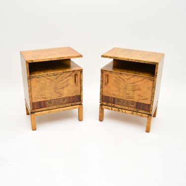 Pair of Swedish Art Deco Bedside Cabinets in Satin Birch