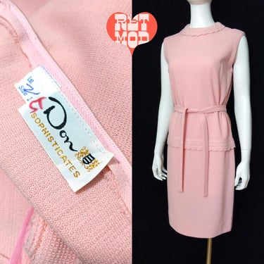 Nice Vintage 60s Dusty Pastel Pink Knit Sleeveless Dress by Don Sophisticates 