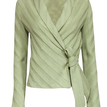 St. John - Sage Green Thick Ribbed Wrap Sweater Sz 2