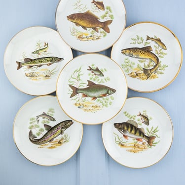 Vintage Fish Appetizer Plates - Set of 6